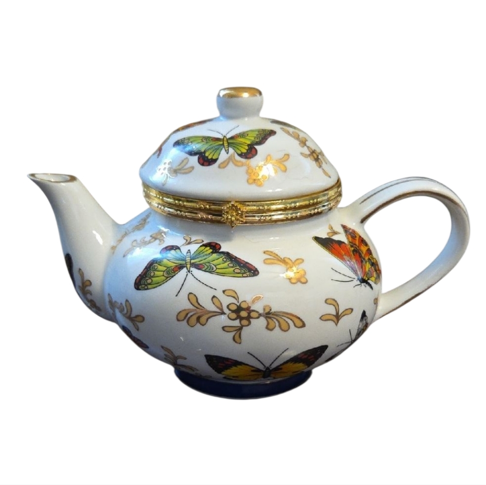 Formalities By Baum Bros Butterfly Collection Teapot Hinged Trinket Box